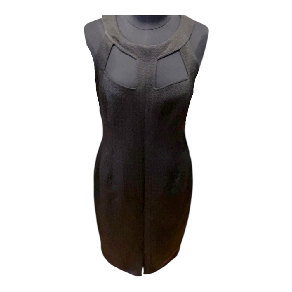 David Meister Caged Cutout Neckline Black LBD Midi Sheath dress - Picture 4 of 14